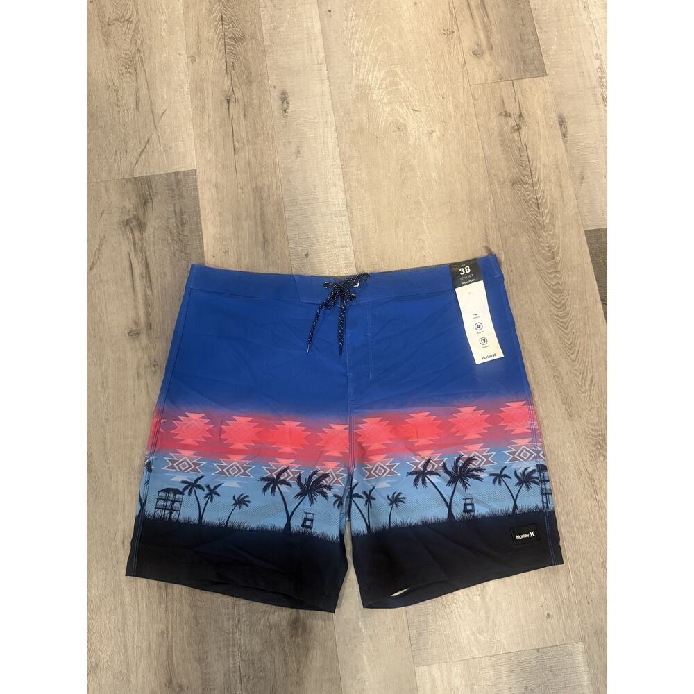 Hurley Phantom Board Shorts Mens 38 Swim Trunks Palm Tree Beach Surf Swimwear
